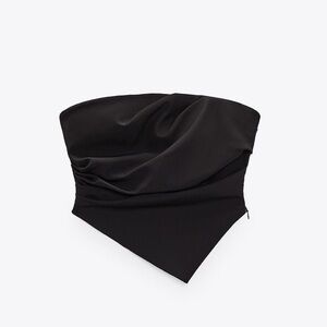 ZARA Black Strapless Cropped Top, Medium